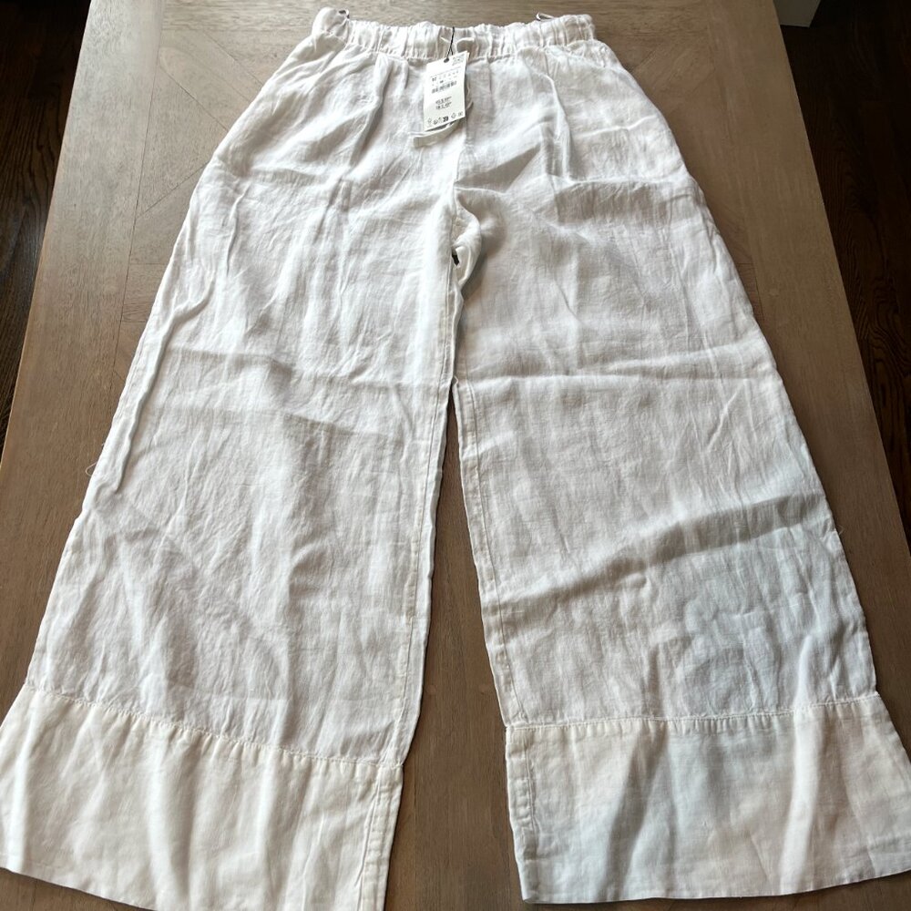 white linen pants
